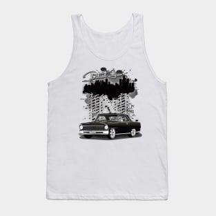 1967 Black Chevy II Nova Detroit Iron Print Tank Top